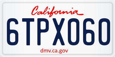 CA license plate 6TPX060