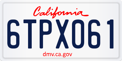 CA license plate 6TPX061