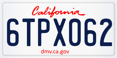 CA license plate 6TPX062