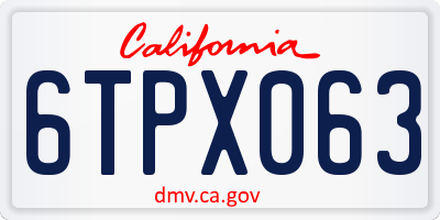 CA license plate 6TPX063