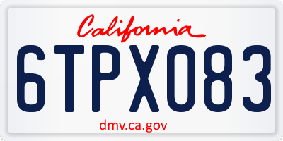 CA license plate 6TPX083