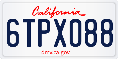 CA license plate 6TPX088