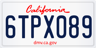 CA license plate 6TPX089