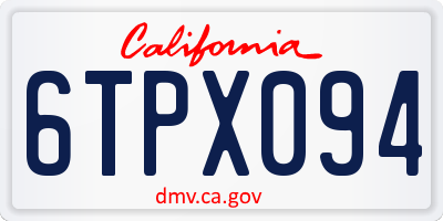 CA license plate 6TPX094