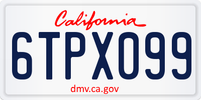 CA license plate 6TPX099