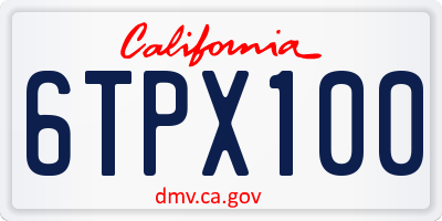 CA license plate 6TPX100