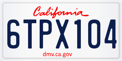 CA license plate 6TPX104