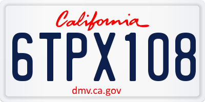 CA license plate 6TPX108