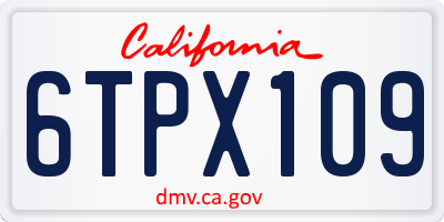 CA license plate 6TPX109