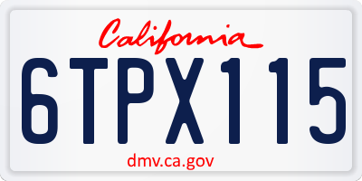 CA license plate 6TPX115