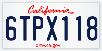 CA license plate 6TPX118