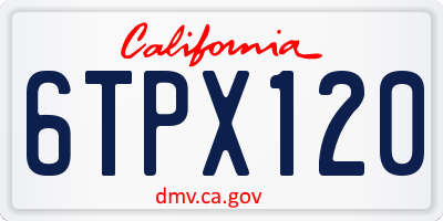 CA license plate 6TPX120
