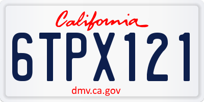 CA license plate 6TPX121