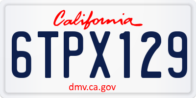 CA license plate 6TPX129