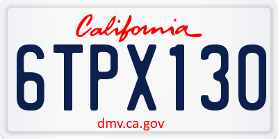 CA license plate 6TPX130