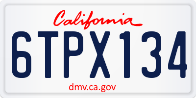 CA license plate 6TPX134