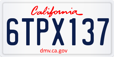 CA license plate 6TPX137