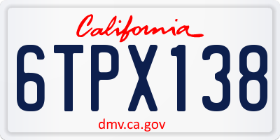 CA license plate 6TPX138