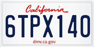 CA license plate 6TPX140