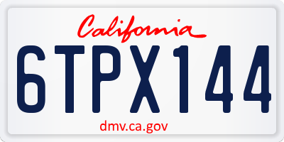 CA license plate 6TPX144