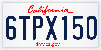 CA license plate 6TPX150