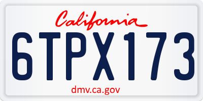 CA license plate 6TPX173