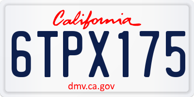 CA license plate 6TPX175