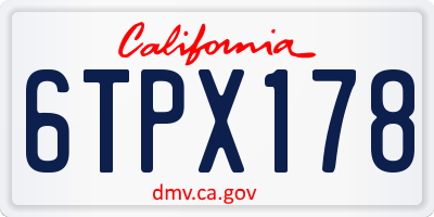 CA license plate 6TPX178