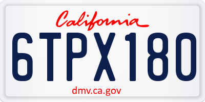 CA license plate 6TPX180