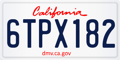 CA license plate 6TPX182