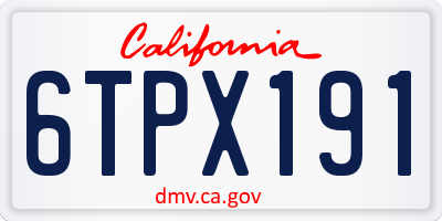 CA license plate 6TPX191