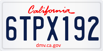 CA license plate 6TPX192