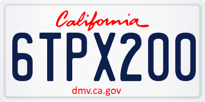 CA license plate 6TPX200