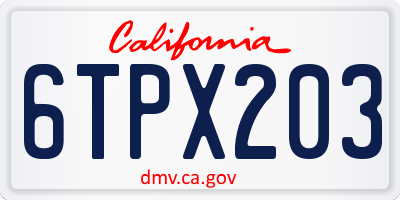 CA license plate 6TPX203