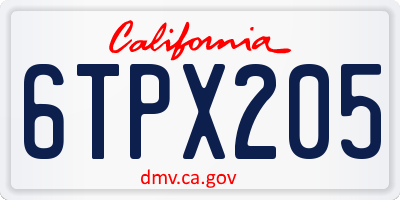 CA license plate 6TPX205