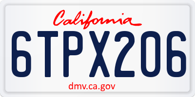 CA license plate 6TPX206