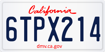 CA license plate 6TPX214