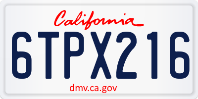 CA license plate 6TPX216