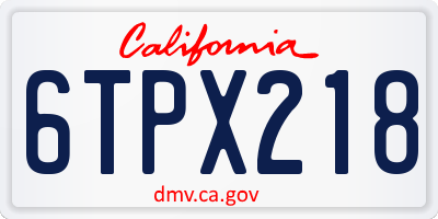 CA license plate 6TPX218