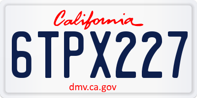CA license plate 6TPX227