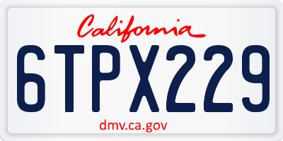 CA license plate 6TPX229