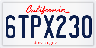 CA license plate 6TPX230