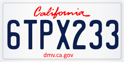 CA license plate 6TPX233