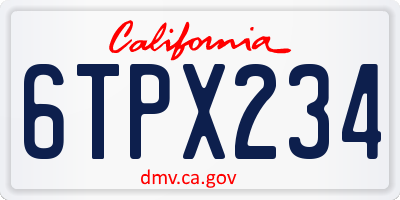 CA license plate 6TPX234