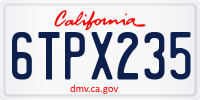 CA license plate 6TPX235