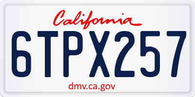 CA license plate 6TPX257
