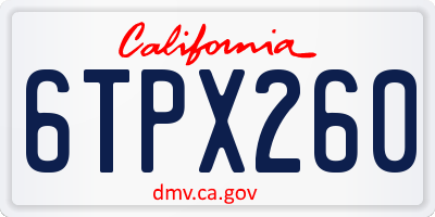 CA license plate 6TPX260