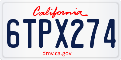 CA license plate 6TPX274