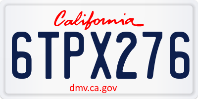 CA license plate 6TPX276