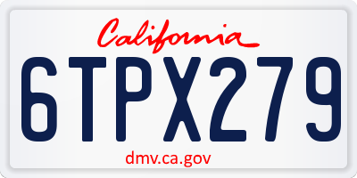 CA license plate 6TPX279